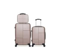 - lot de 3 - valise weekend, valise cabine et vanity coronado - rose dore