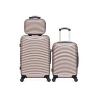 - lot de 3 valises weekend, cabine et vanity abs etna - rose dore