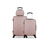 - lot de 3 - valise weekend, valise cabine et vanity lanzarote - rose dore