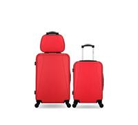 - lot de 3 - valise weekend, valise cabine et vanity lanzarote - rouge