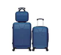 Lot de 3 - Valise weekend, valise cabine et vanity SELENGA - BLEU - WAVE PARIS
