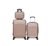 - lot de 3 - valise weekend, valise cabine et vanity selenga - rose dore