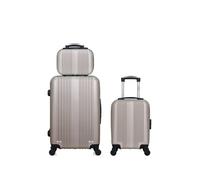 - lot de 3 - valise weekend, valise cabine xxs et vanity lipari - beige