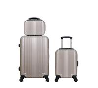 hero - lot de 3 - valise weekend, valise cabine xxs et vanity lipari - beige beige G