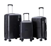 Lot de 3 valises à roulettes, valises à roulettes, grande capacité, roue universelle, mot de passe, valise cabine, Noir , 20in+24in+28in, Bagage à roulettes pivotantes