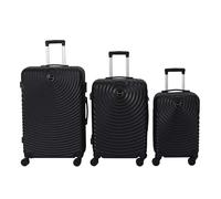 JetLag Fashion - Lot de 3 valises Barcelone - Coque rigide ABS 39/68/95L - Verrouillage intégré - Noir