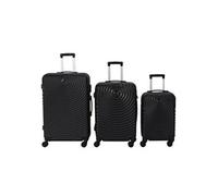 JetLag Fashion - Lot de 3 valises Barcelone - Coque rigide ABS 39/68/95L - Verrouillage intégré - Noir