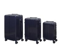 Lot de 3 Valises Bleu Marine - 49L 65L 105L, Coque Rigide en Polycarbonate, Roues Pivotantes 360°, Cadenas Sécurisé à Code