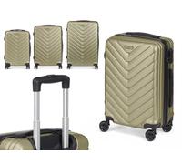 Lot de 3 valises élégantes et robustes dans une teinte vert clair en différentes tailles, petites, moyennes et grandes, trois tailles au choix pour n'importe quel voyage, situation ou nécessité, vert
