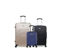 - lot de 3 - valises grand format, weekend et cabine xxs queens - beige