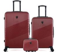 lot de 3 - valises grand format, weekend et vanity peter - bordeaux