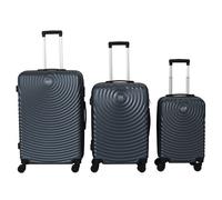 JET LAG - Lot de 3 Valises Barcelone avec Capacité de 39L 68L 95L - Design Motif Spiral - Coque Rigide en ABS - Verrouillage Intégré - Roues Pivotantes à 360° - Couleur Bleu