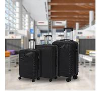 JetLag Fashion - Lot de 3 valises Barcelone - Coque rigide ABS 39/68/95L - Verrouillage intégré - Noir