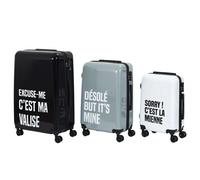 Lot De 3 Valises - Jet Lag - Coque Rigide - Noir, Gris, Blanc - 30l 74l 103l