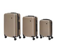 JET LAG, VO0057, Lot de 3 Valises Ibiza Champagne 43L 68L 95L, Design Élégant et Moderne, Capacité de Rangement Optimale, Robustesse et Durabilité, Confort et Maniabilité, Sécurité Renforcée