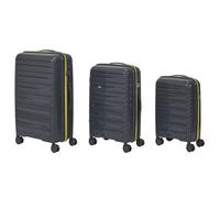 Lot De 3 Valises - Jet Lag - Rome - Design Moderne - Gris Et Jaune Fluo - 36l 60l 86l