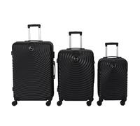 Lot de 3 Valises Rigides Noires avec Motif Spiral