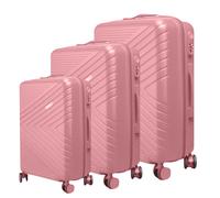 Lot de 3 Valises Rigides Texturées Chevron Strié avec Serrure TSA 55-65-75 cm Rose Rose