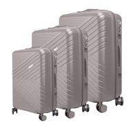 Lot de 3 Valises Rigides Texturées Chevron Strié, Serrure TSA 55-65-75 cm Rose