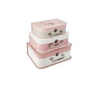 Lot de 3 Valisette de Rangement "Douceur" 29cm Rose