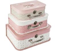 Lot de 3 Valisette de Rangement ""Douceur"" 29cm Rose