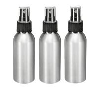 Lot de 3 vaporisateurs de brume fine en aluminium avec pompe noire - Pour huiles essentielles, parfums, aromathérapie, maquillage et eau Argenté 120ml/4 Ounce