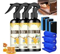 Lot de 3 vaporisateurs de cire d'abeille micro-moléculaire naturelle pour meubles, cire d'abeille pour bois, polissage multi-surfaces et nettoyant pour bois et meubles