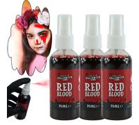 Lot de 3 vaporisateurs de maquillage de faux sang 70 ml, réalistes et lavables pour Halloween SFX, zombie, vampire, clown, cosplay, effets spéciaux, parfaits avec latex liquide, peinture visage et
