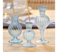 Lot de 3 vases à bourgeons en Verre Multicolores avec lèvres contrastées - Pêche, Bleu et Jaune, Parfaits pour la décoration de Table de Mariage