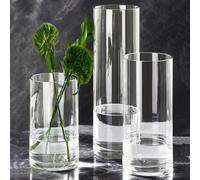 Lot de 3 vases cylindriques en acrylique transparent pour bouquet de plantes, grands vases en plastique incassable pour centres de table de mariage, base de décoration hydroponique (H 20,3 cm + H 25,4