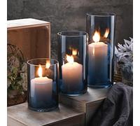 Lot de 3 vases cylindriques en Verre Bleu Transparent de 15,2 cm, 20,3 cm, 25,4 cm de Hauteur pour centres de Table, décoration de Table