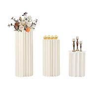 Lot de 3 vases en carton - Colonne de fleurs - Blanc - Pliable - Présentoir en carton - Support de fleurs pour mariage - Décoration de table - Vase haut géométrique - Colonne de fleurs pour jardin,