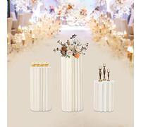 Lot de 3 vases en carton pour décoration de mariage, table centrale, fleurs en carton, colonne, colonne de fleurs, vase géométrique pour présentoir, maison, fête, mariage, cylindre moderne, blanc, 40