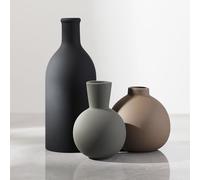 Lot de 3 vases en céramique - Décoration d'intérieur Rustique - Vase de poterie pour Bouquet de Fleurs fraîches séchées à l'herbe de la Pampa, Salon, Cuisine, Chambre, Salle de Bain, entrée -