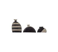 Lot de 3 vases en grès noir, à poser, décorés à la main - Bloomingville, Nezha - H23 cm