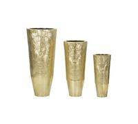 Mauro Ferretti – Lot de 3 vases en métal Goldely – motifs circulaires – Or