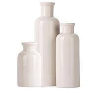 Lot de 3 vases en Porcelaine, Petits vases en Porcelaine craquelée Blanche de décor de Ferme - pour la décoration Rustique de la Maison, Le Salon, la Table à Manger, la cheminée et Les centres de