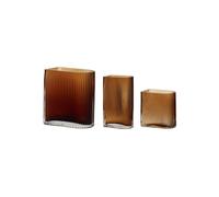 Lot de 3 vases en verre ambre Elements