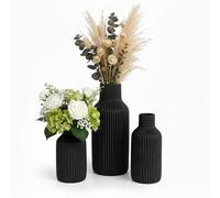 Lot de 3 vases Relaxdays, vases à Fleurs, 3 Tailles différentes, Noir