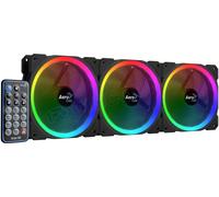 Lot de 3 Ventilateurs de boitier AeroCool Orbit RC RGB 12cm (Noir) avec télécommande