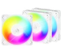 Lot de 3 Ventilateurs de boitier Arctic P12 Pro Reverse RGB - 12cm (Blanc)