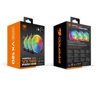 COUGAR GAMING | VENTILATEUR GAMING | VX120COOLINGKIT - 3 ventilateurs ARGB - ARGB Dynamique - Technologie de Roulement Hydrodynamique - Installation Sans Outil - Compatibilité Universelle