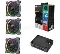 Lot de 3 Ventilateurs de boitier Thermaltake Riing Plus TT Premium RGB - 14cm (Noir)