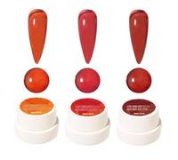 Lot de 3 vernis à ongles en gel ambré, couleur rouge, orange, transparent, haute couleur, longue durée, séchage UV/LED, nail art, manucure à domicile