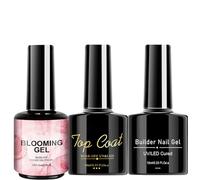 Lot de 3 vernis à ongles gel - Floraison des ongles + base + couche de finition - Effet de propagation durable, finition brillante, tenue longue - Manucure maison simple et propre