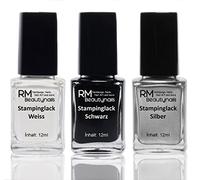 Lot de 3 vernis pour stamping - Blanc noir et argenté - RM Beautynails - 3 x 12 ml