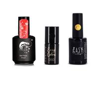 Lot De 3 Vernis Semi Permanents Chic Rouge, Doré Et Noir Multicolore