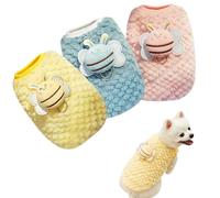 Lot de 3 vêtements colorés pour chaton, motif abeille, chihuahua, yorkshire, chiot doux pour mini nouveau-né chien et chat, gilet mignon en forme de tasse de thé (taille XS, 1 à 1,5 kg)