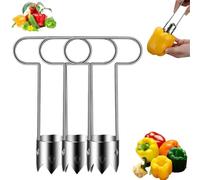 Lot de 3 vide-graines de poivron rouge en acier inoxydable pour enlever les noyaux de fruits et légumes