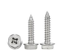 Lot de 3 vis autotaraudeuses à tête hexagonale externe en acier inoxydable M6 304 avec rondelle et boulons à tête hexagonale cruciforme(70mm)